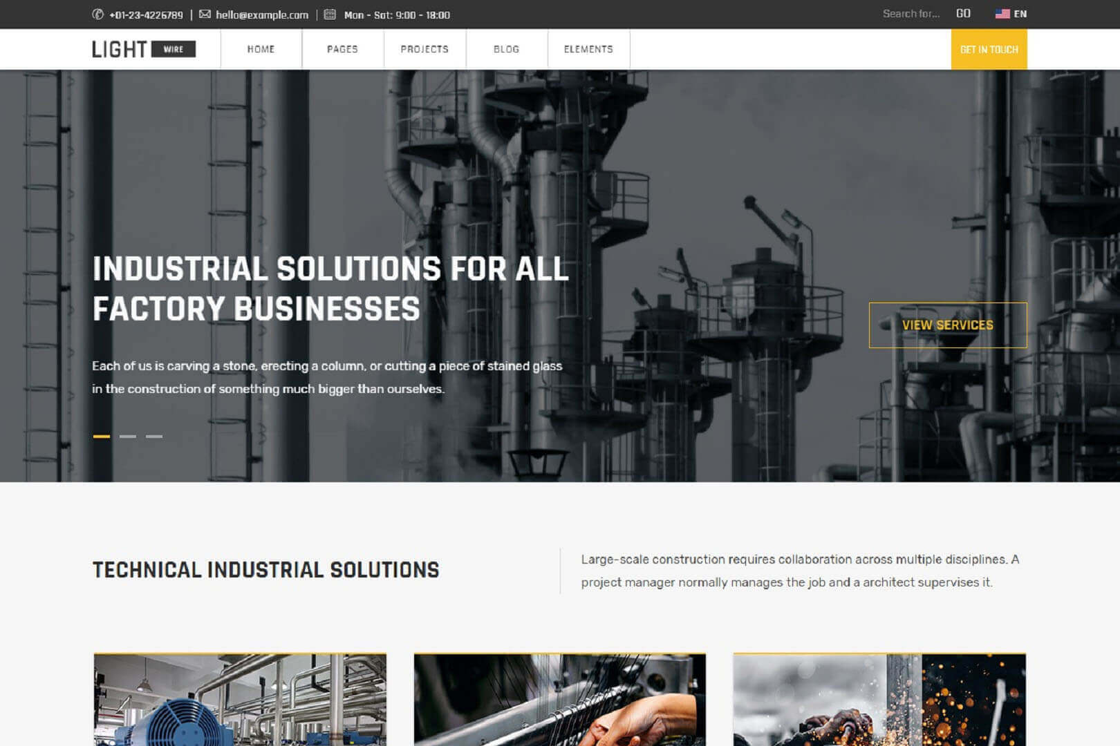 Lightwire Construction and Industry Website Template